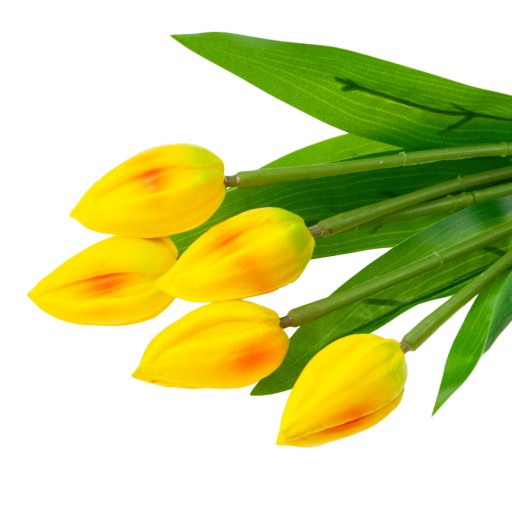 TULIPÁNOVÁ KYTICA Z PENOVÝCH TULIPANOV X5 ŽLTÉ UMELÉ TULIPANY V KYTICI