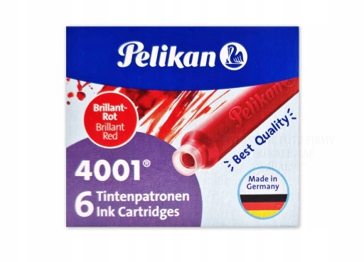 Pelikan krátke perá, 6 kusov, červené