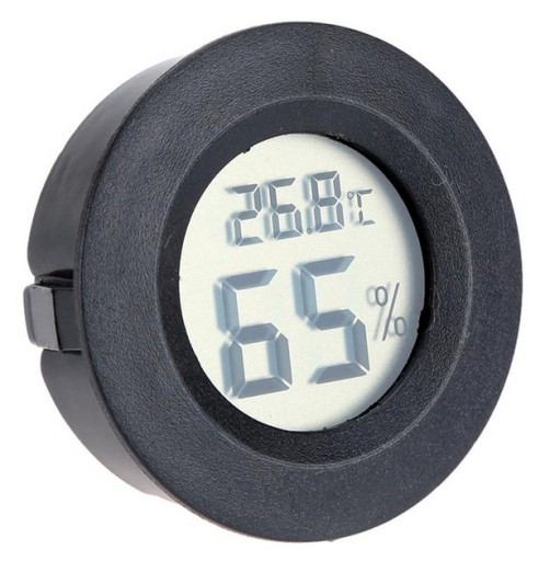 Teplomer + vlhkomer LCD -50~110°C okrúhly čierny