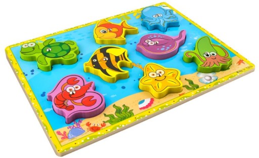Drevené PUZZLE OCEAN FISH s magnetom PUZZLE