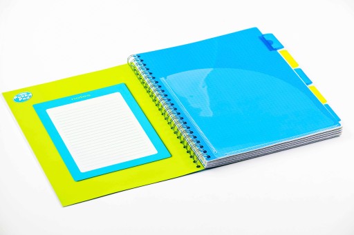 PUKKA PAD Neon kruhový zápisník A4, modrý, kockovaný