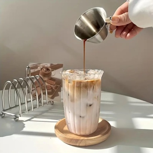 SKLENENÝ HLARNÍK NA LATTE, 1 KS, NA KÁVU, ČAJ, 420 ML