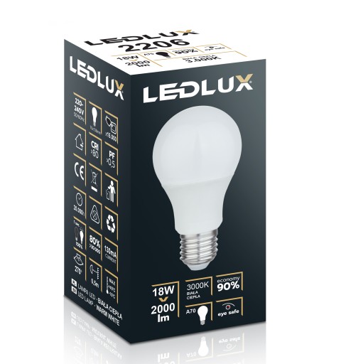 E27 LED žiarovka 18W = 130W SMD 3000K teplá Premium LEDLUX nebliká