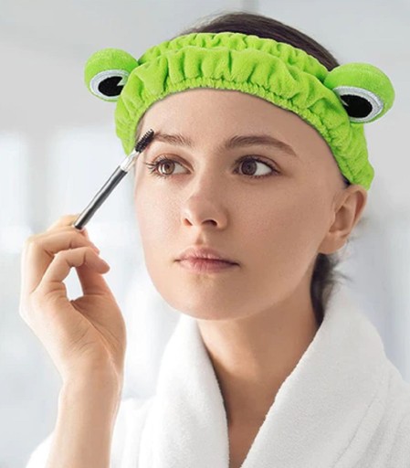 KOZMETICKÁ ZELENÁ MÄKKÁ ČELENKA DO VLASOV NA MAKEUP ŽABIA HLAVA
