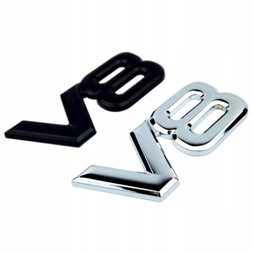 Znak V8 KOVOVÁ NÁLEPKA LOGO ODZNAK CHROM