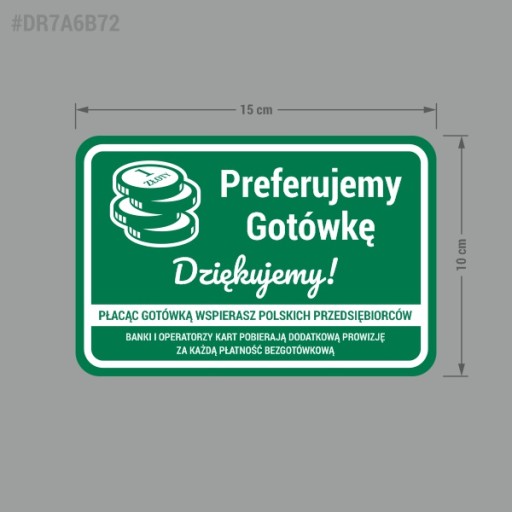 Nálepka - Preferujeme hotovosť 10x15