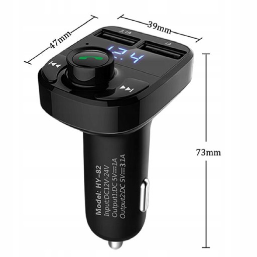 FM TRANSMITTER SD MP3 BLUETOOTH NABÍJAČKA 2XUSB 3.1 1.1 SÚPRAVA TELEFÓNU