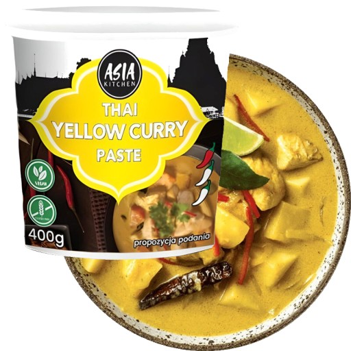 Žltá thajská jemne pikantná kari pasta vegánska bezlepková 400g ÁZIA KUCHYŇA