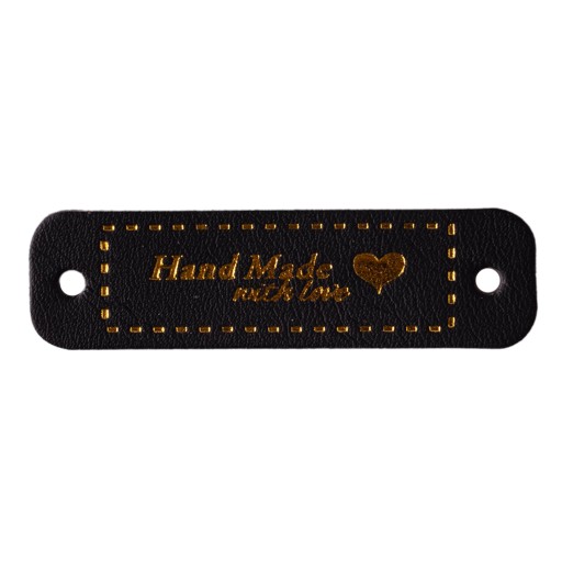 Etiketa z ekokože HANDMADE LOVE, čierna 1167