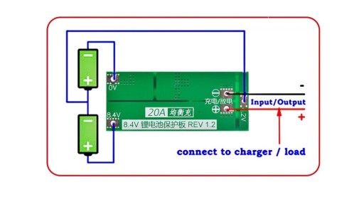 BMS 2S nabíjačka LI-ION 18650 20A 2S 7,4-8,2V