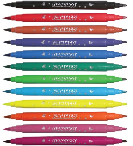 Obojstranné fixky 12 ks Brush a Fine Flaming