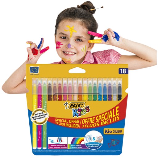 Markers Kids Kid Couleur Box 14+4ks Bic