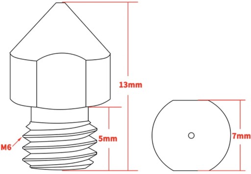 TITÁNOVÁ TRYSKA MK8 0,4 mm 1,75 mm Ender 3 5 TIT.