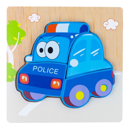 DREVENÉ BLOKY VZDELÁVACIE PUZZZLE POSTAVKY POLICAJTICKÉ AUTO MONTESSORI