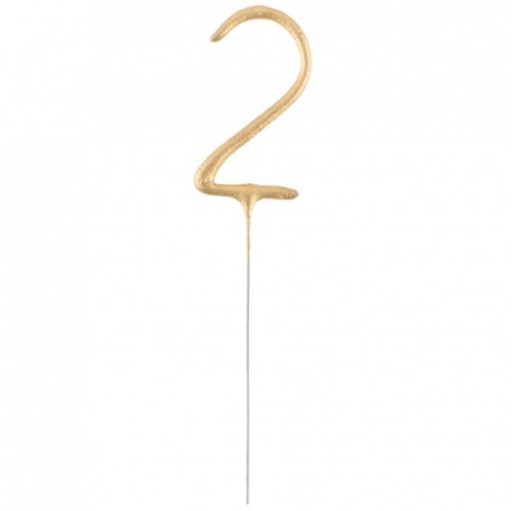 Prskavky, zlaté tvary, číslo 2 narodeniny, 17cm