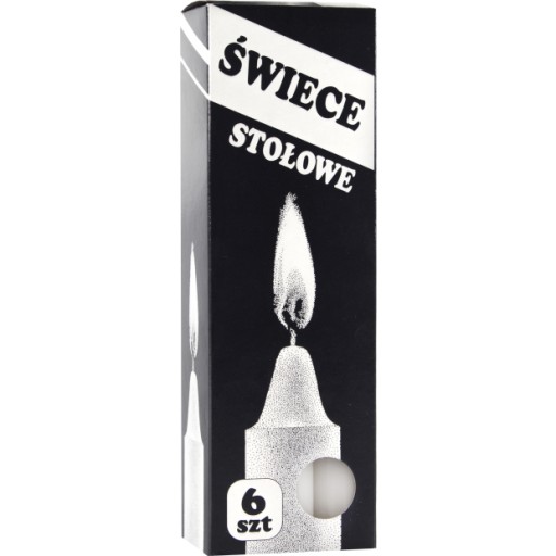 6X BIELA Stolová sviečka bez vône PARAFÍNOVÁ SVIEČKA 19CM 6H 45G