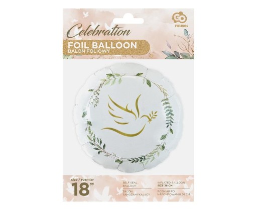 Potvrdenie krstu holubice s balónikom 46 cm