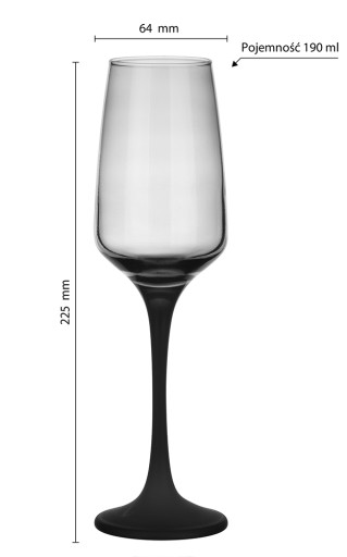 POHÁR NA ŠAMPANSKÉ 210 ML, ČIERNA