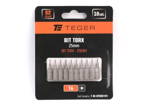 Bit TORX 25 mm T6 (SADA 10 KS) TEGER