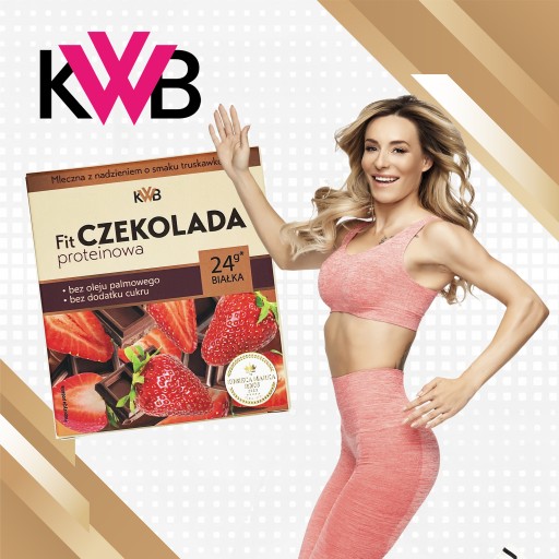 FIT Proteínová čokoláda 80g KWB mlieko s príchuťou Jahoda