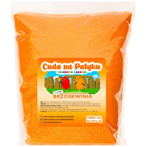 Farebný cukor do stroja na cukrovú vatu, s príchuťou broskyne 1 kg