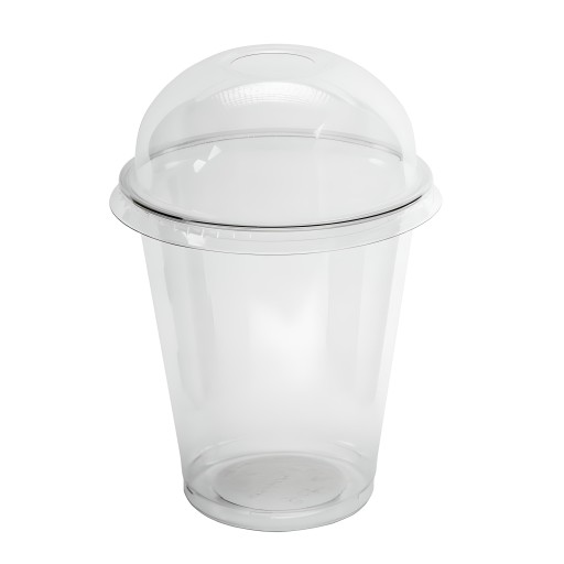 POHÁRKY NA TREPANIE PET 300ML S KONVEXNÝM viečkom 50KS