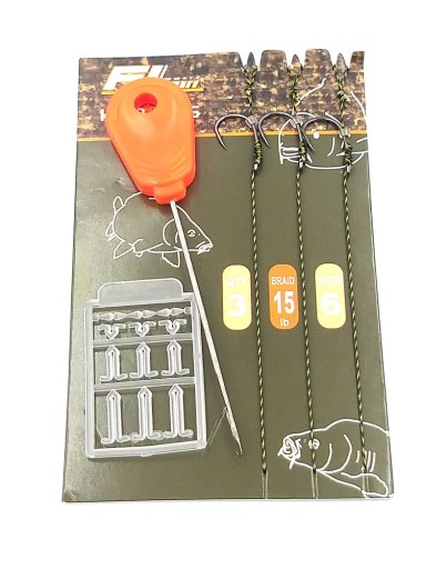 CARP RIG s vlasmi 3 ks Háčik 6 ihlových zarážok