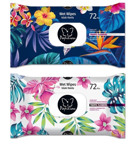 Vlhčené obrúsky PAPILON 72 Tropic Flowers