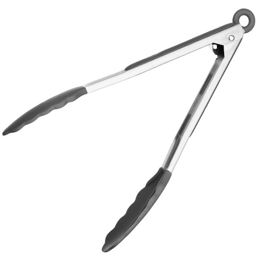 SILIKÓNOVÉ KUCHYNSKÉ KLIESTKY na KUCHYNSKÚ PANVICU, šedé, veľké, pohodlné