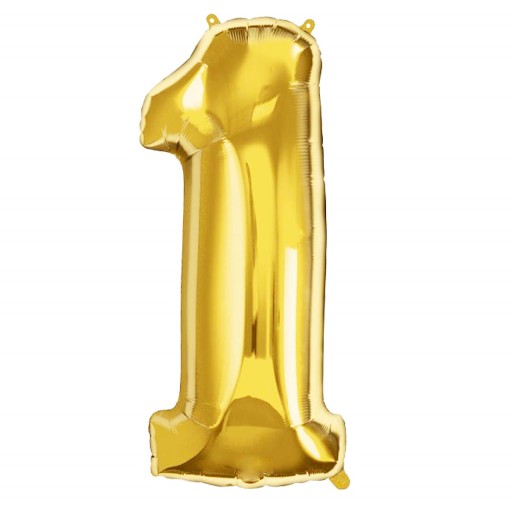 FÓLIOVÝ BALÓN ZLATÉ ČÍSLO JEDNA 1 ZLATÝ ROK 40cm NARODENINOVÁ DEKORÁCIA