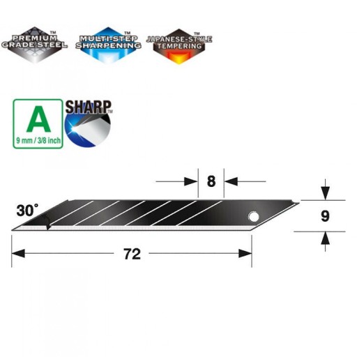 Čepele Tajima Razar Black 10 x 9 mm, tenké lemovanie okien vozidla
