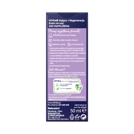 NIVEA 24H hydratačný upokojujúci + regeneračný nočný krém 50 ml