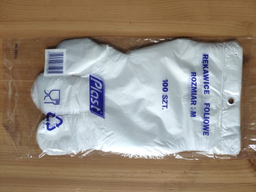 Fóliové rukavice s dierkou, bezfarebné, veľ. M 100 ks