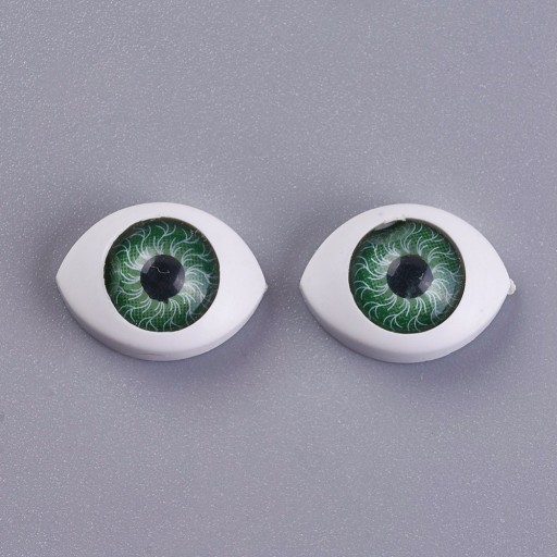Dúhové oči, na hračky, plastové, zelené, 10,5x14x6mm, 10ks