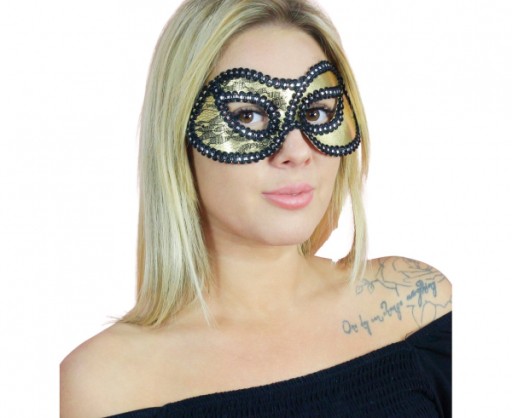 ČIPKOVÁ ČIERNA MASKA GOLDEN LADY OPENWORK KARNEVAL