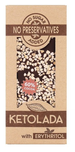 Ketolada 60% s mandľovou čokoládou s erytritolom Keto diéta