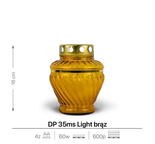 Sviečka sypaná 16 cm Hnedá DP35ms