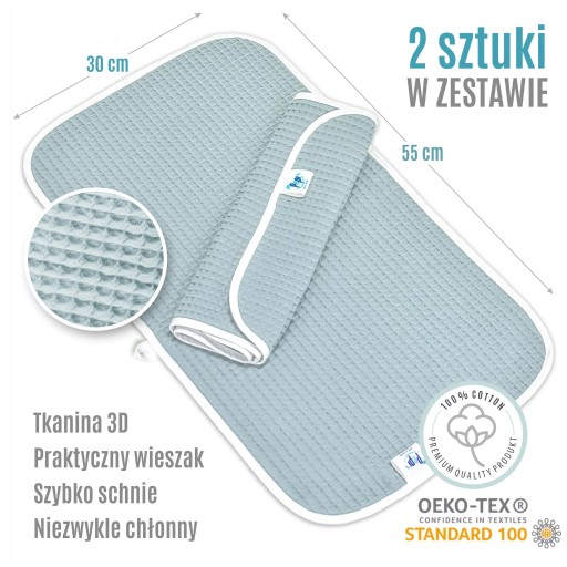 Uterák do škôlky s príveskom, 2 kusy, 55x30, vaflová bavlna 100% Pepi