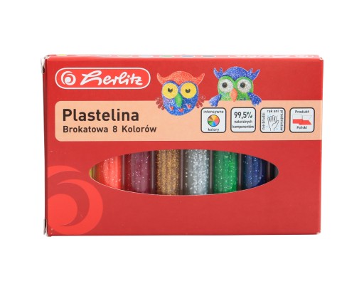 Herlitz 9589003 trblietavá plastelína 8 farieb