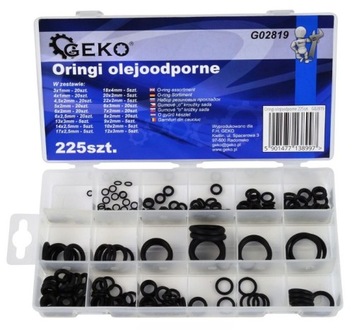 O-KRÚŽKY, GUMOVÉ TESNENIA, 225 OLEJODOLNÝCH KS
