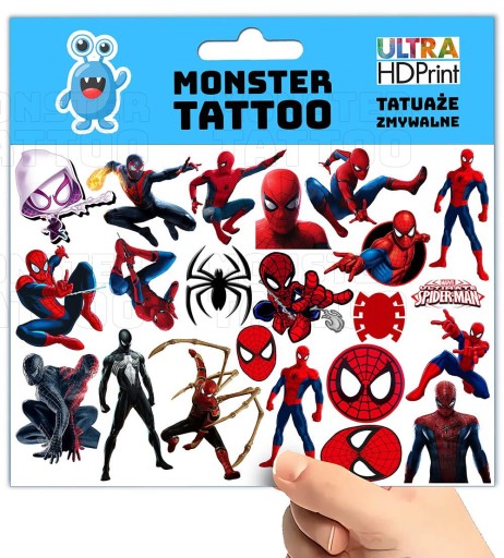UMÝVAJÚCE DOČASNÉ TETOVANIE PRE DETI DETSKÝ SPIDERMAN ORIGINÁLNE DIZAJNY