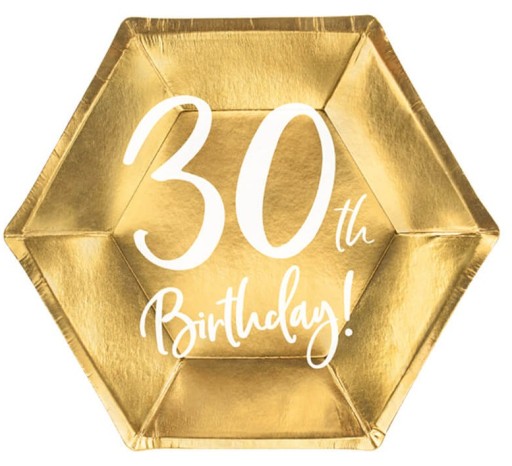 Papierové taniere 30th 30th Birthday Gold 6 kusov