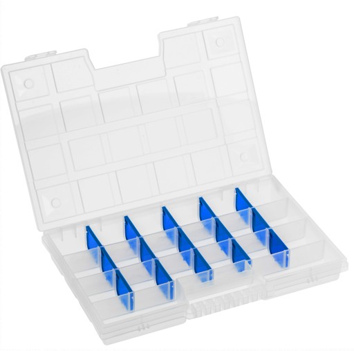 ORGANIZÁTOR box priehradky SKRUTKY návnady drobnosti korálky 19,5x29cm
