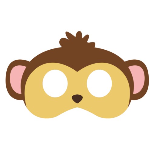 Pleťová maska MONKEY FILT zvieratká DIVOKÁ DŽUNGLA KARNEVALOVÝ PLES