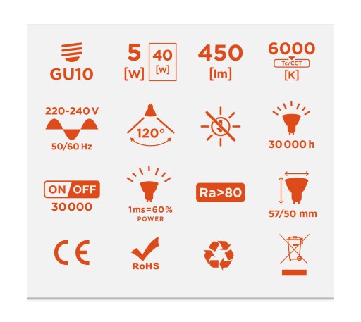 LED žiarovka GU10 5W 2835 studená 6000K
