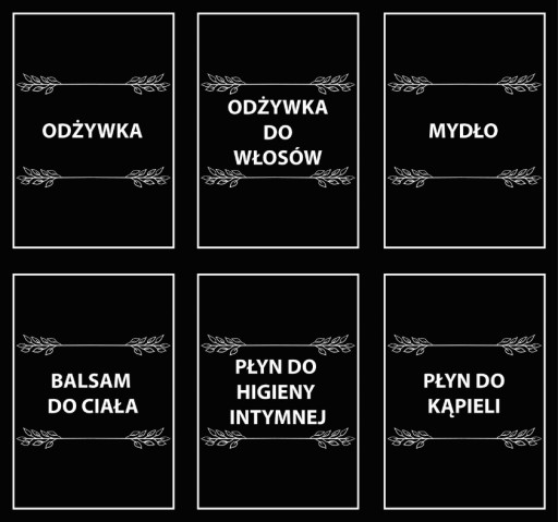 Nálepky na fľaše, kozmetiku, Mydlo, Čiernu 1 ks