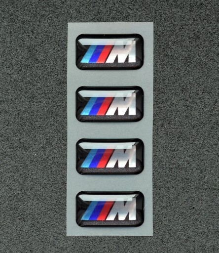 4 ks nálepky, emblémy, logá na ráfiky kokpitu BMW M BALENIE, chróm, 17x9 mm