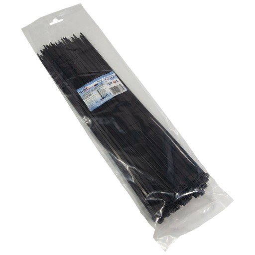 Sťahovacie pásky 4,8x370mm čierne 100 ks