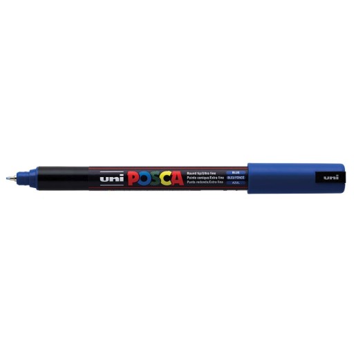 POSCA popisovač PC-1MR BLUE 0,7mm č. 33 138386 s akrylovou farbou na plagát