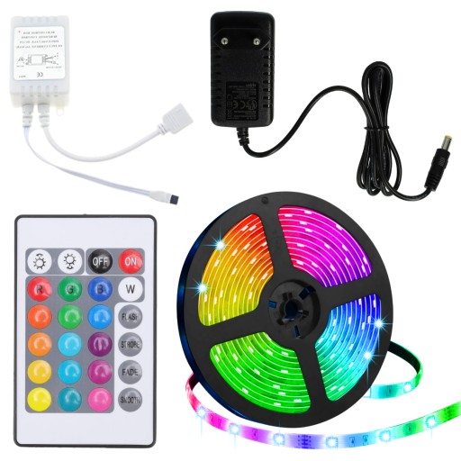 VODEODOLNÉ FAREBNÉ LED RGB LED PÁS VODEODOLNÝ 5m S DIAĽKOVÝM OVLÁDANÍM